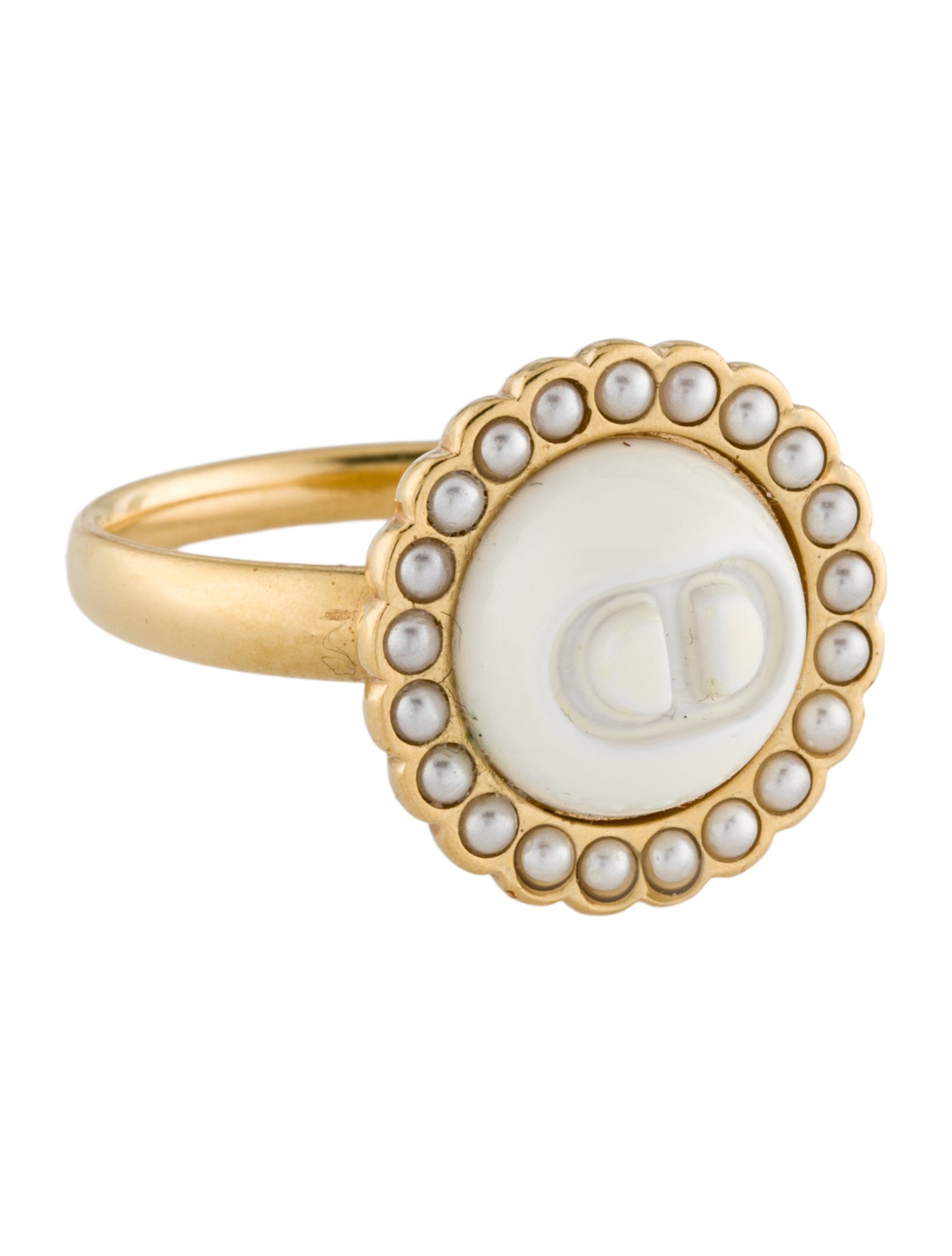 Christian Dior Faux Pearl & Resin Cocktail Ring